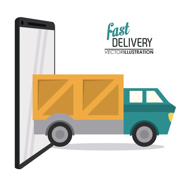 Vecteur icône de smartphone et camion