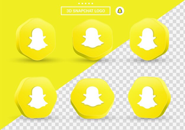 Icône Snapchat 3d Dans Un Cadre De Style Moderne Et Un Polygone Pour Les Logos D'icônes De Médias Sociaux