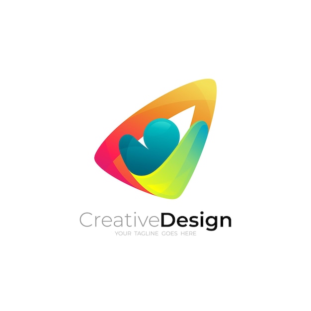 Icône sociale de modèle de logo de soins humains avec un design simple
