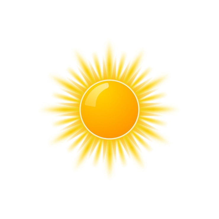 Icône de soleil réaliste pour la conception météo Symbole de soleil illustration de soleil isolé orange heureux