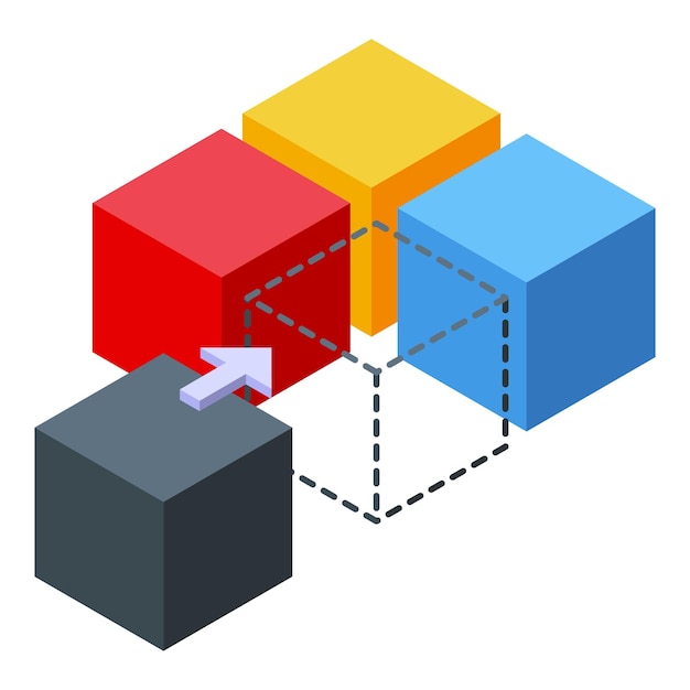 Icône de solution cube Isométrique de l'icône vectorielle de solution cube pour la conception de sites Web isolée sur fond blanc