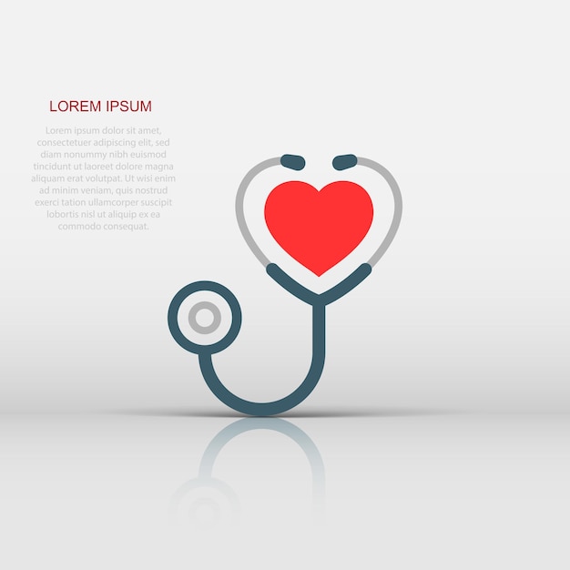 Icône de stéthoscope dans un style plat Illustration vectorielle de diagnostic cardiaque sur un fond isolé Concept d'entreprise de panneau médical
