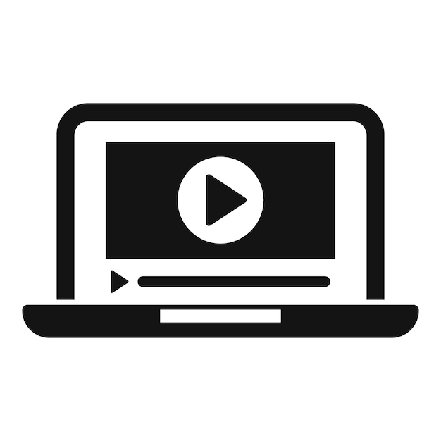 Icône de streaming vidéo en ligne sur ordinateur portable