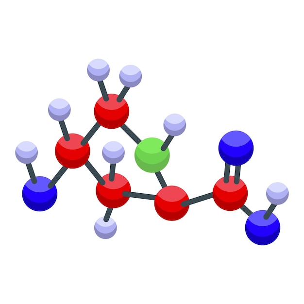 Vecteur icône de structure de collagène vecteur isométrique molécule de peau cellule d'âge