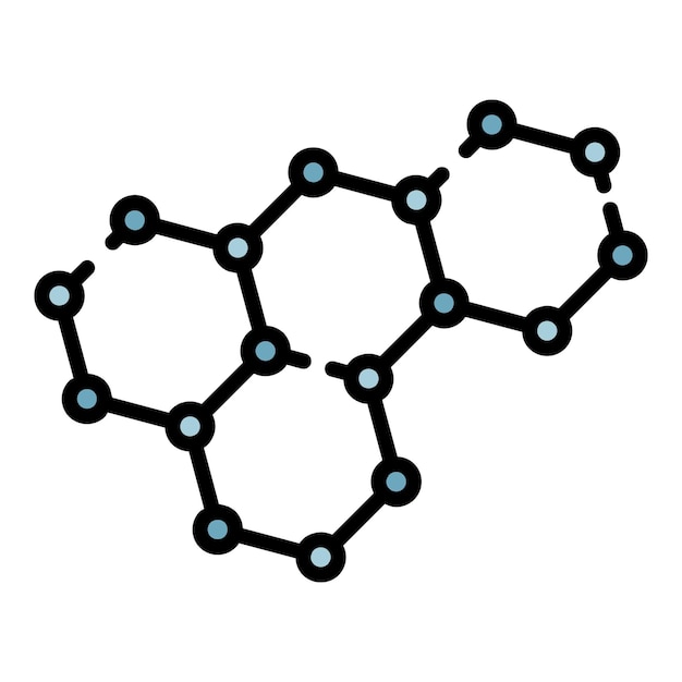 Vecteur icône de structure moléculaire contour de la structure moléculaire icône vectorielle couleur plate isolée
