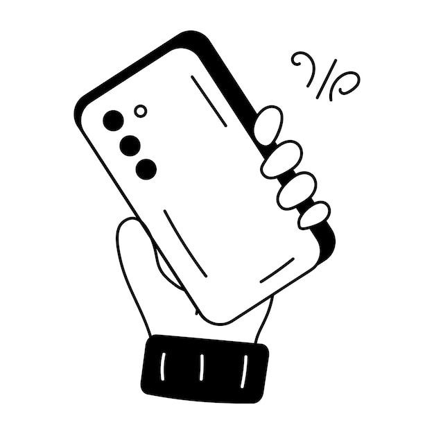 Vecteur une icône de style doodle d'un téléphone portable