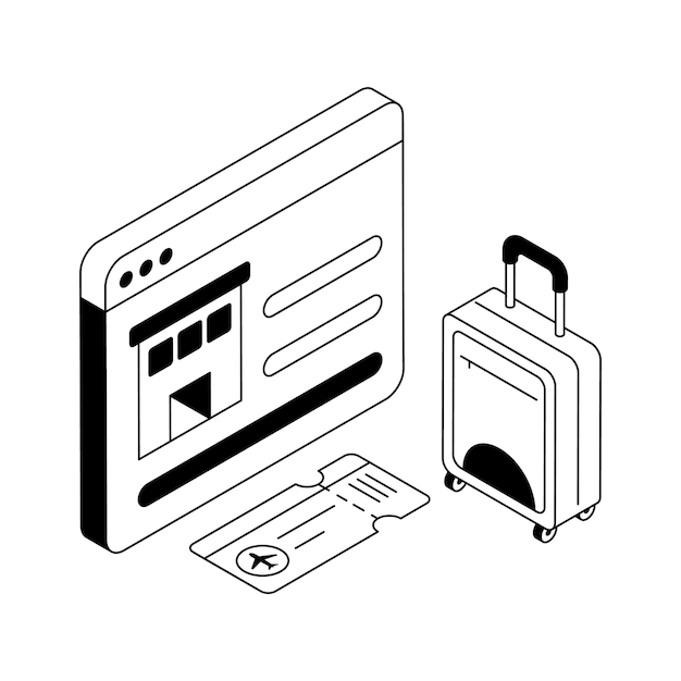 Une icône de style isométrique de l'interface du site de l'hôtel