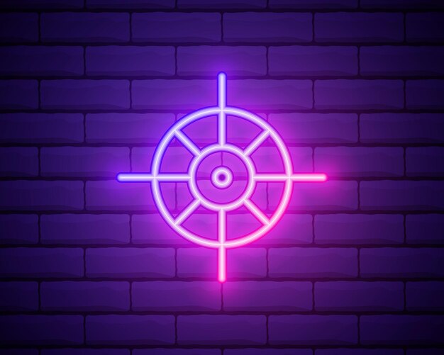Icône de style néon d'objectif Simple vecteur de contour de ligne mince d'icônes de remise en forme pour le site Web ui et ux ou l'application mobile isolée sur le mur de briques