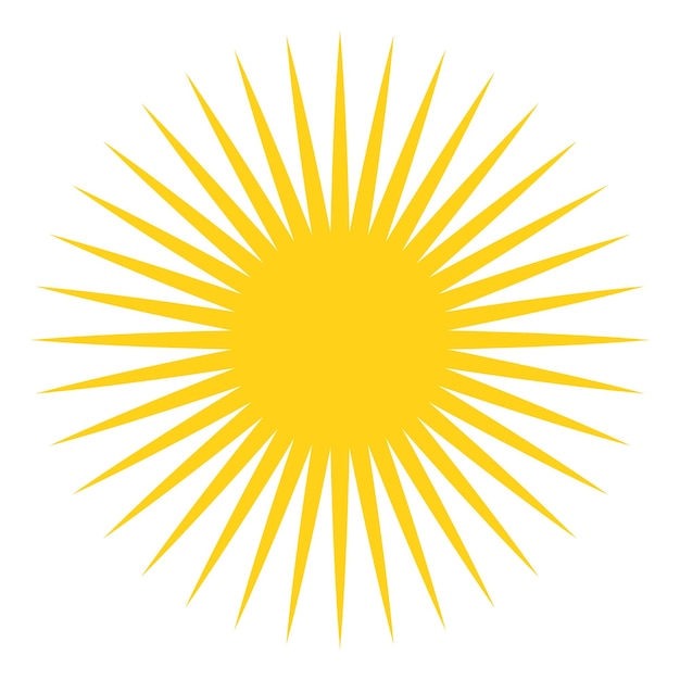 Icône Sunburst Soleil jaune avec de longs rayons fins