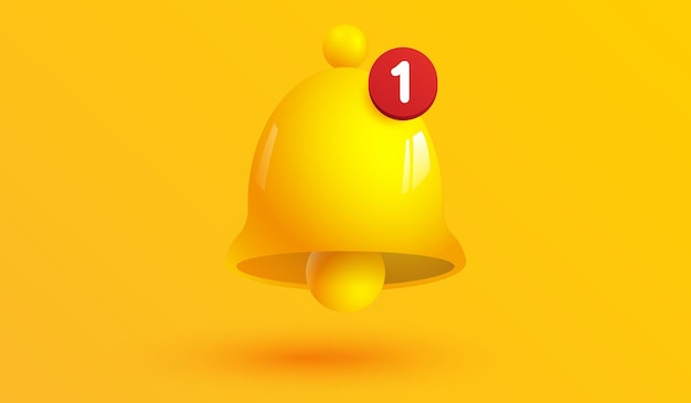 Icône de symbole d'alarme de numéro de notification sur fond jaune signe de cloche jaune avec nouvel abonné