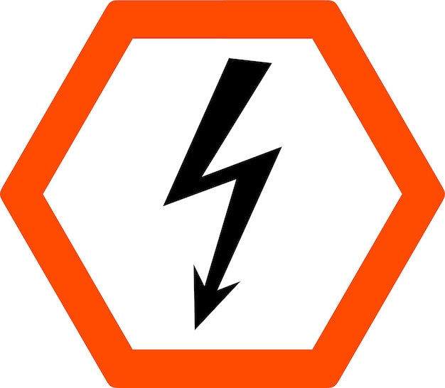 Icône de symbole d'avertissement haute tension dans l'illustration vectorielle de style plat