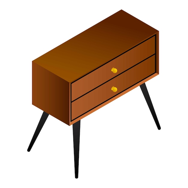 Icône de table de nuit vintage Isométrique de table de soirée vintage icône vectorielle pour la conception web isolée sur fond blanc