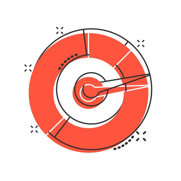 Icône De Tableau De Bord De Compteur Dans Le Style Comique Niveau D'indicateur De Score De Crédit Pictogramme D'illustration De Vecteur De Dessin Animé Jauges Avec Effet D'éclaboussure De Concept D'entreprise à L'échelle De Mesure