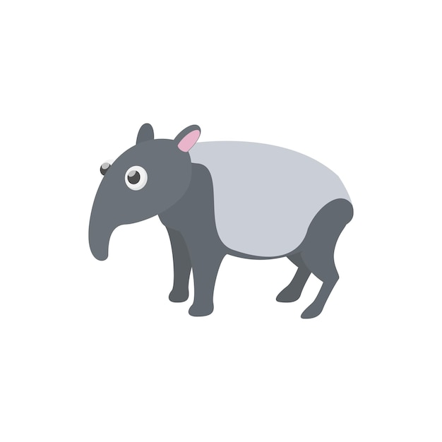Vecteur icône de tapir en style dessin animé sur fond blanc