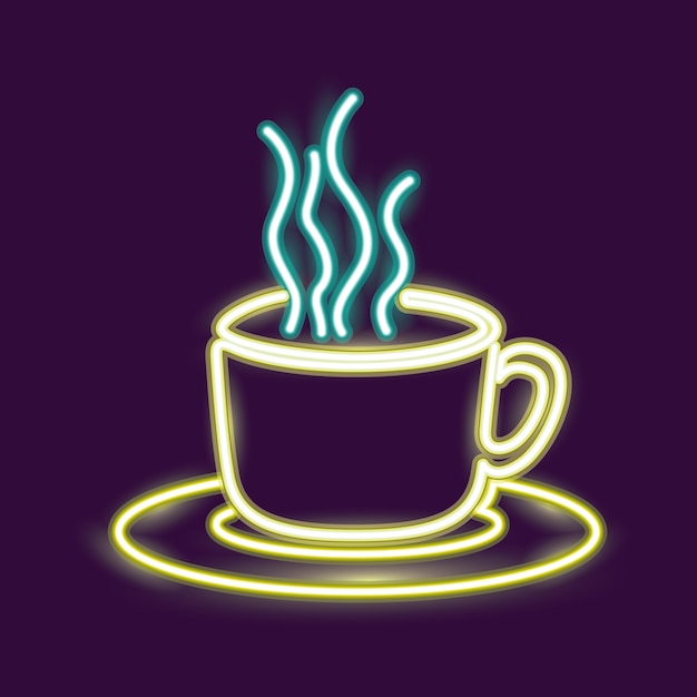 icône de tasse de café au néon