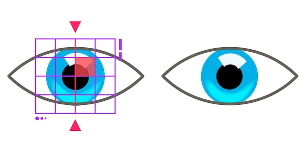 Vecteur icône de la technologie de numérisation des yeux ou analyse médicale biométrique numérique de l'iris bleu du globe oculaire pour l'accès