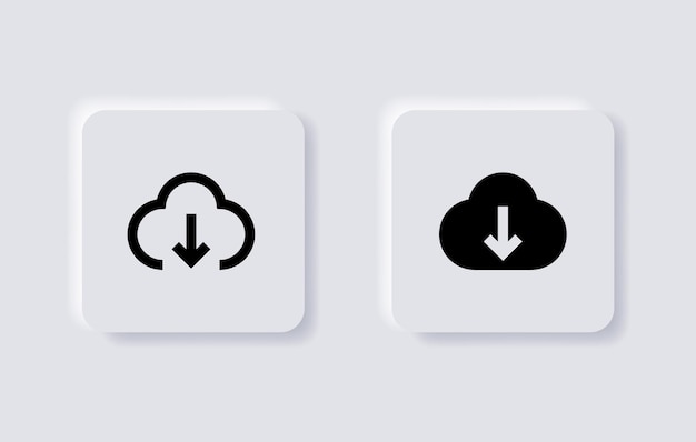 Icône De Téléchargement De Nuage Neumorphique Symbole De Flèche Vers Le Bas Pour Le Web De L'application Ui Ux Dans Les Boutons De Neumorphisme Blancs