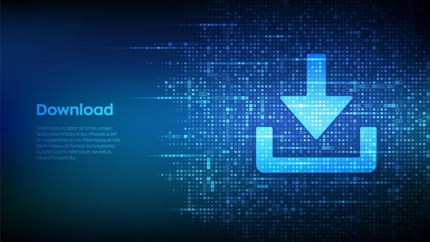 Icône De Téléchargement Réalisée Avec Le Code Binaire Télécharger Le Symbole D'installation De Stockage De Données Clos