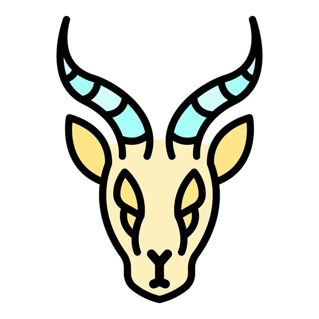 Icône de la tête de la gazelle Vector de l'icône de l'outline de la tête des gazelles Couleur plate isolée