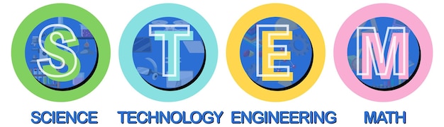 Icône De Texte D'éducation Stem Coloré