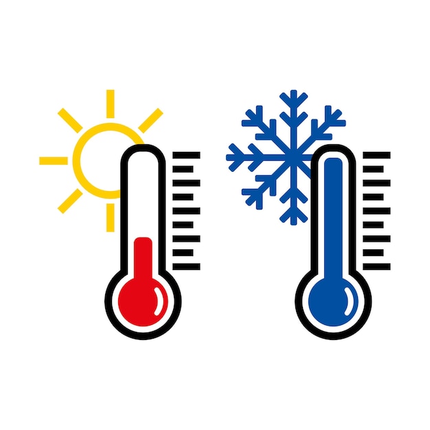 Icône de thermomètre ou symbole ou emblème de température, vecteur et illustration