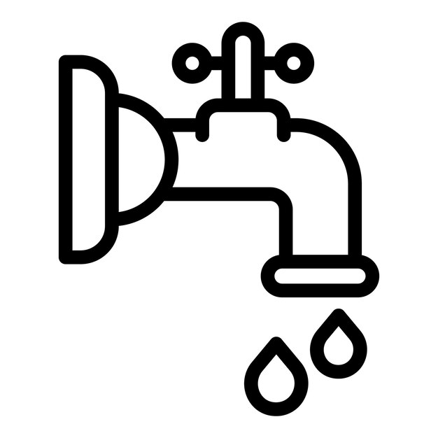 Icône de toilette du robinet d'eau Contour de l'icône vectorielle des toilettes du robinet d'eau pour la conception de sites Web isolée sur fond blanc