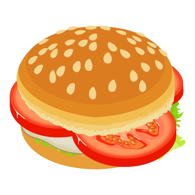 Vecteur icône de tomate burger illustration isométrique de l'icône de vecteur de tomate burger pour le web