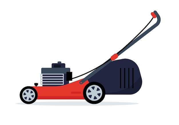Icône de tondeuse à gazon rouge Outil de travail électrique pour tondre l'élagage ou couper l'herbe