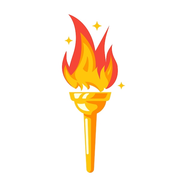 Icône De La Torche. Jeux Olympiques De Symbole De Feu. Logo Flamboyant De Couleur. Conception Plate D'illustration Vectorielle. Isolé Sur Fond Blanc. Signe De Compétitions Sportives.