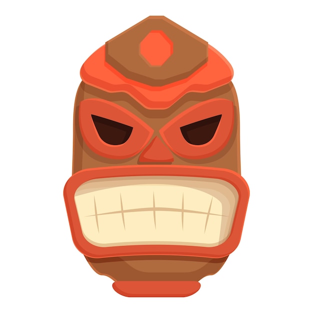 Vecteur icône de totem en bois rouge vecteur de dessin animé culture aztèque