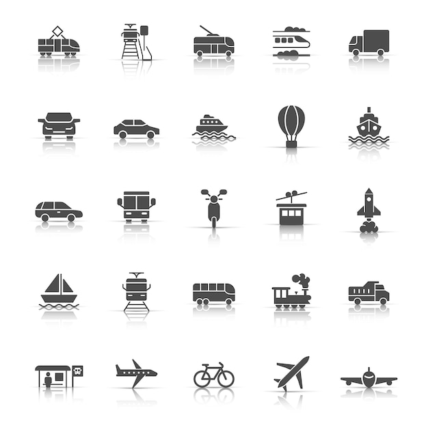 Vecteur icône de transport définie dans un style plat illustration de collection de vecteurs de voiture sur fond isolé blanc concept d'entreprise de transport d'expédition