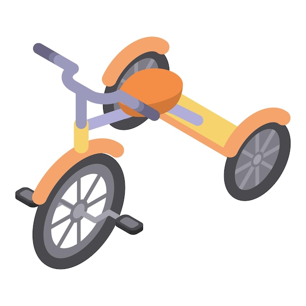 Icône de tricycle orange Isométrique de l'icône de vecteur de tricycle orange pour la conception de sites Web isolée sur fond blanc