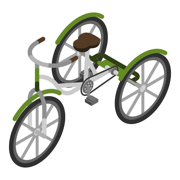 Icône de tricycle vert Isométrique de l'icône de vecteur de tricycle vert pour la conception de sites Web isolée sur fond blanc