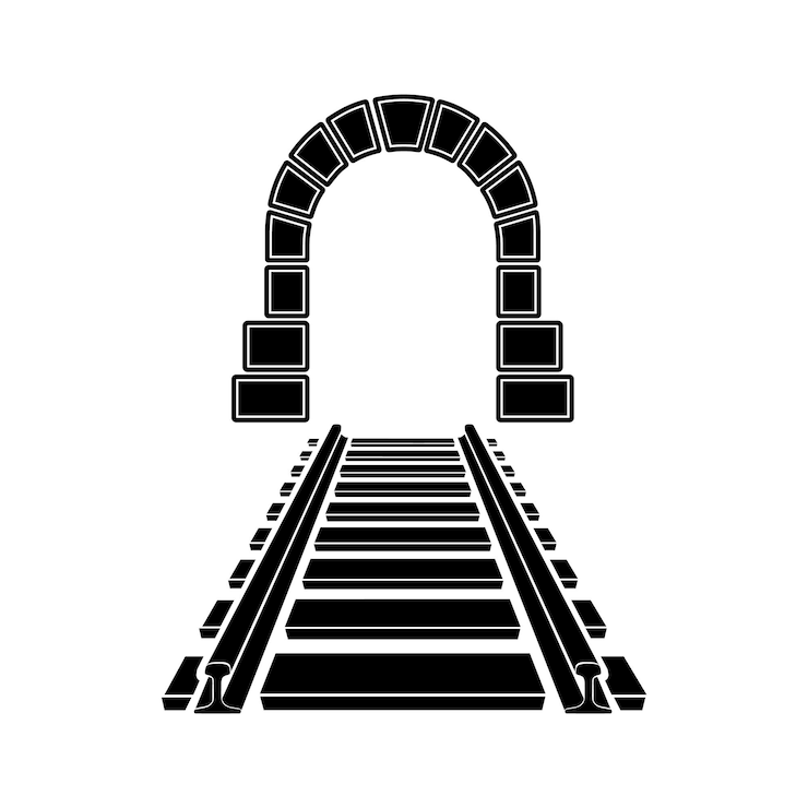 Vecteur icône de tunnel de montagne et de chemin de fer dans un style simple isolée sur un fond blanc