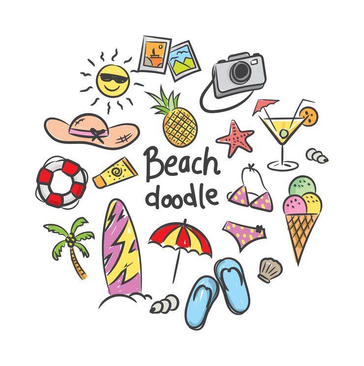 icône de vacances d&#39;été dans le style de doodle