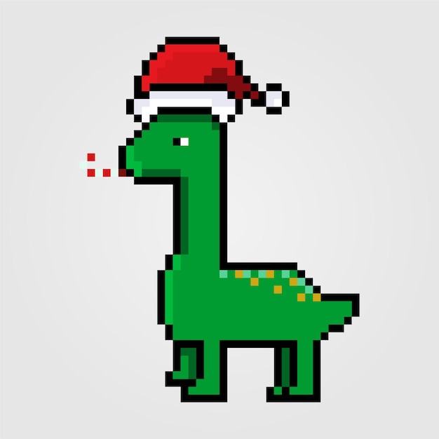 Icône de vacances fête pixel vert dino