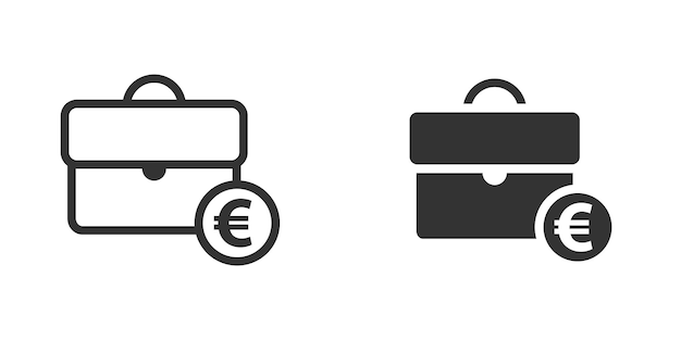 Icône De Valise Avec Signe Euro Illustration Vectorielle