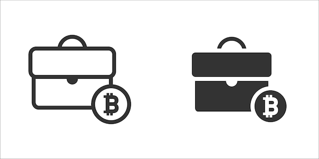 Icône de valise avec symbole bitcoin Illustration vectorielle