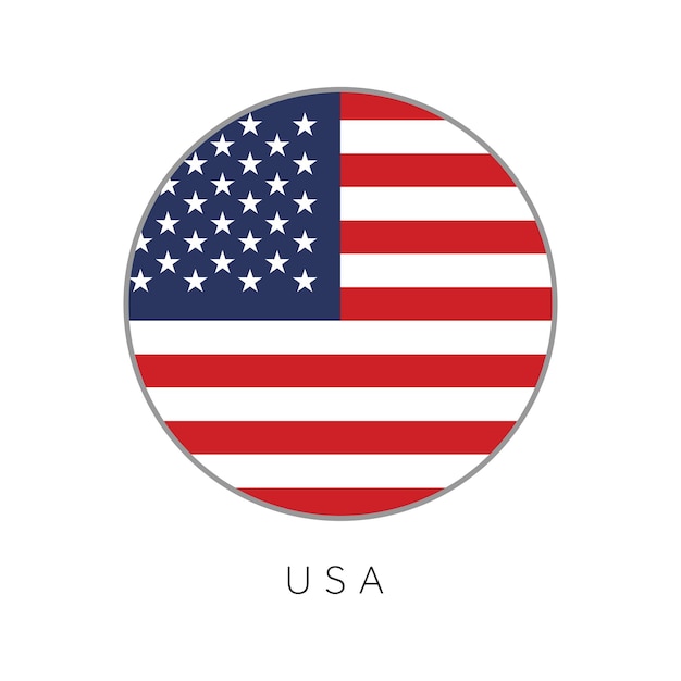 Icône de vecteur de cercle rond drapeau USA