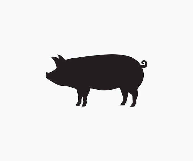 Icône de vecteur de cochon silhouette Icône de vecteur de cochon sur fond blanc