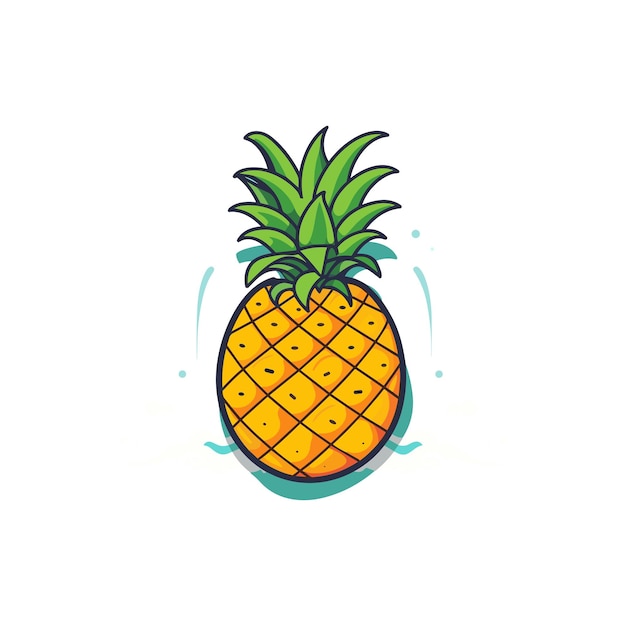 Vecteur icône de vecteur de dessin animé d'ananas flottant