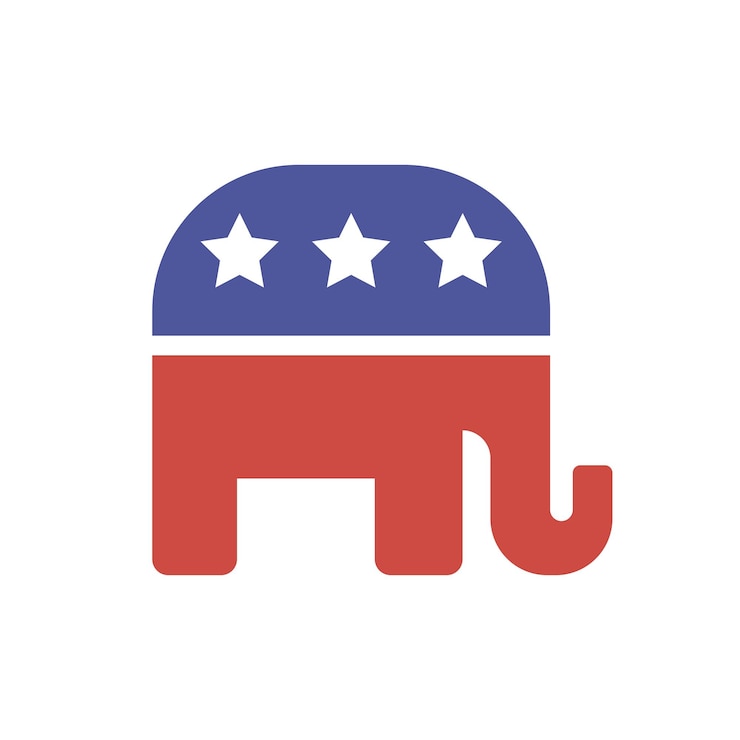Vecteur icône de vecteur d'éléphant républicain le pictogramme d'éléphant républicain plat est isolé sur fond blanc
