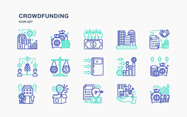 Vecteur icône de vecteur de financement participatif et d'investissement