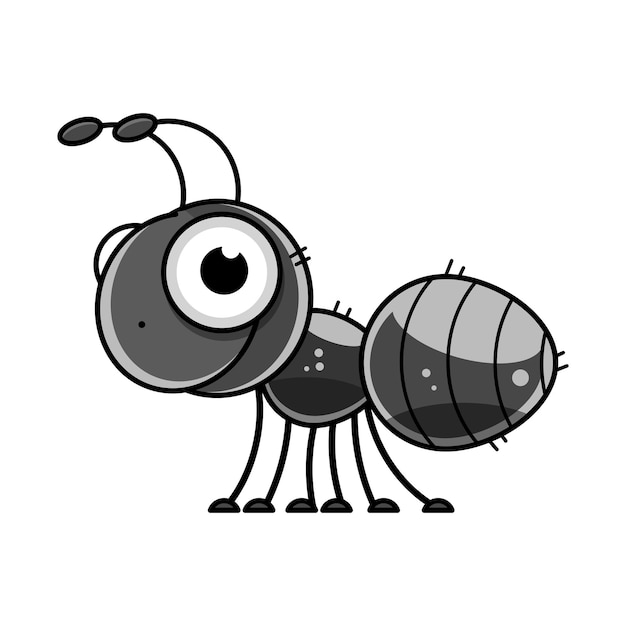 Icône De Vecteur De Fourmi De Dessin Animé, Insecte Emmet Drôle Avec Un Visage Mignon Et De Grands Yeux. Pour Le Club Pour Enfants, élément De Design, Créature Sauvage, Lutte Antiparasitaire Isolée Sur Fond Blanc