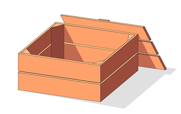 Icône De Vecteur Isométrique De Boîte En Bois Palettes Conteneur De Transport De Fruits Et Légumes