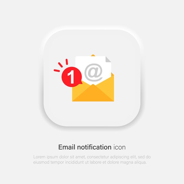 Icône de vecteur de message de réception de notification par e-mail Enveloppe avec lettre et nouveau symbole de notification de message dans le style neumorphisme Vecteur EPS 10