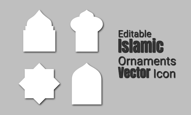 Vecteur icône de vecteur d'ornements islamiques modifiables sur fond isolé 02