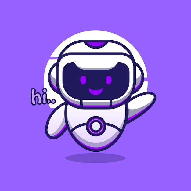 Icône de vecteur de personnage de dessin animé mignon robot mascotte illustration