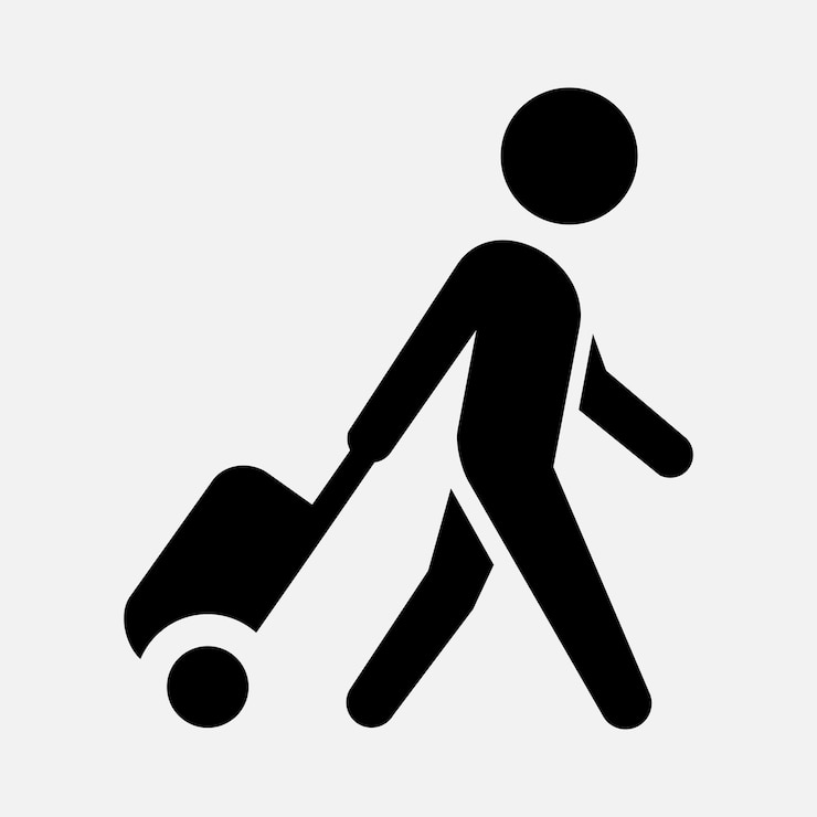 Vecteur icône de vecteur de piéton avec bagages