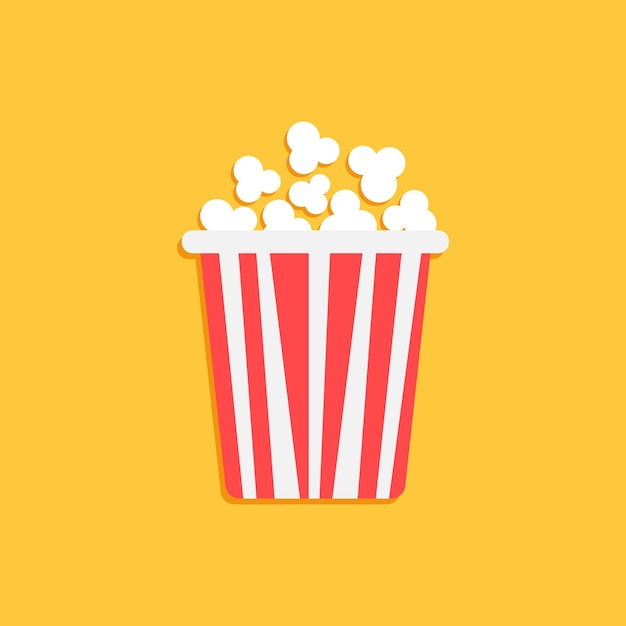 Icône de vecteur de pop-corn dans un style plat Illustration de nourriture de cinéma sur fond isolé orange Concept de signe de pop-corn